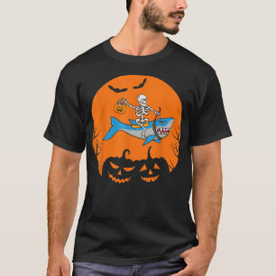 Halloween Skeleton Riding Shark Mummy Boys Kids To T-Shirt