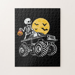 Halloween Skeleton Riding Truck Birthday Jigsaw Puzzle