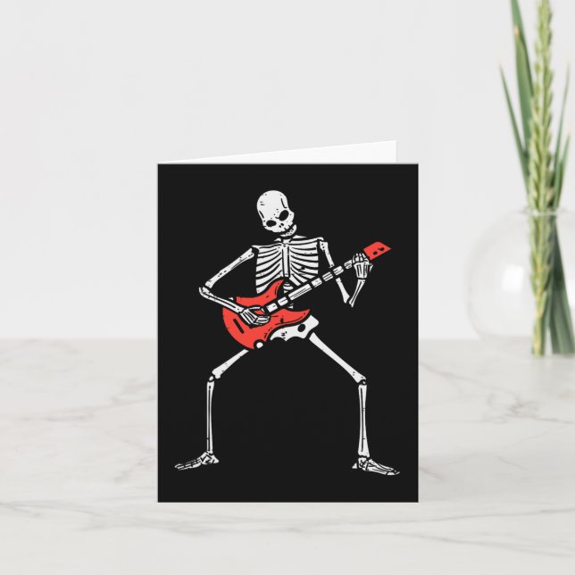 Halloween Skeleton Rock Guitar Costume Rocker Men  Card (Front)