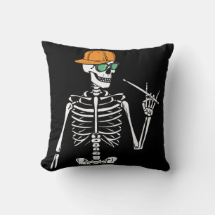 Halloween Skeleton Rock Hand Playing Drums Cushion