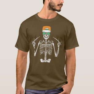 Halloween Skeleton Rock Hand Playing Drums Men T-S T-Shirt