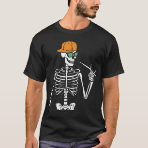 Halloween Skeleton Rock Hand Playing Drums Men T-Shirt