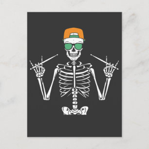 Halloween Skeleton Rock Hand Playing Drums Postcard