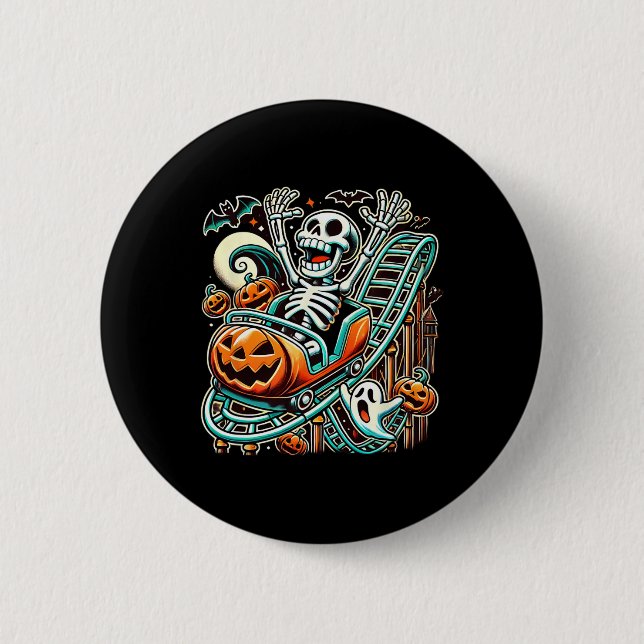 Halloween Skeleton Roller Coaster  6 Cm Round Badge (Front)
