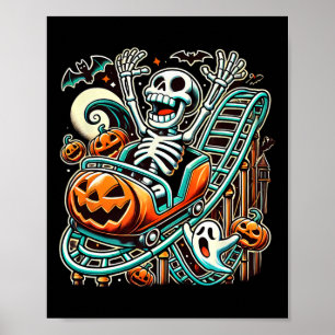 Halloween Skeleton Roller Coaster Poster