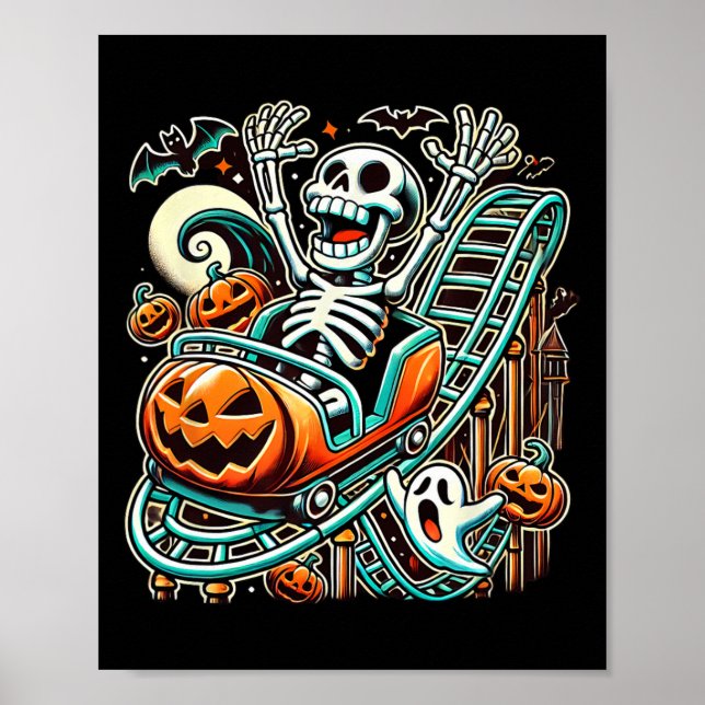 Halloween Skeleton Roller Coaster  Poster (Front)