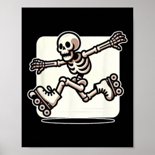 Halloween Skeleton Roller Skating Skater Poster