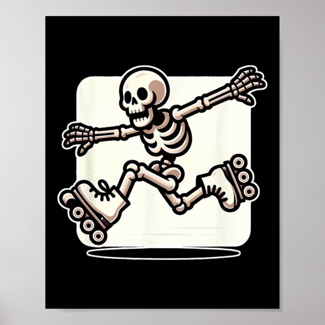 Halloween Skeleton Roller Skating Skater  Poster (Front)