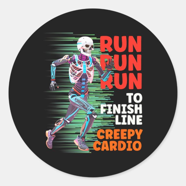 Halloween Skeleton Runner Creepy Cardio Jogger Spo Classic Round Sticker (Front)