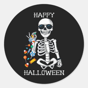 Halloween Skeleton Salting Candy Fun Classic Round Sticker