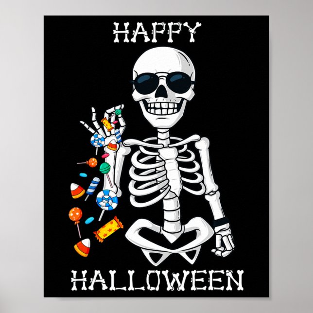 Halloween Skeleton Salting Candy Fun  Poster (Front)