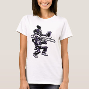 Halloween Skeleton School Marching Band Trombone P T-Shirt