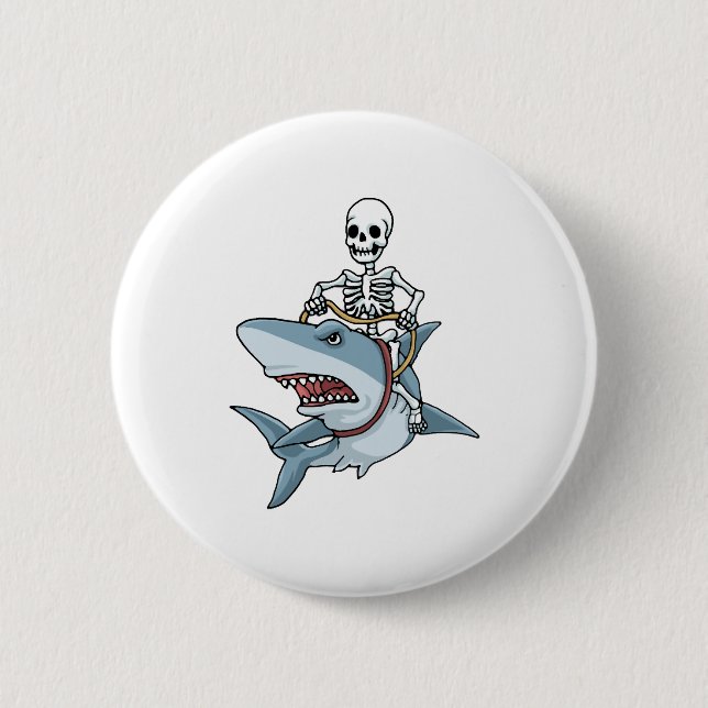Halloween Skeleton Shark Funny Halloween Gift 6 Cm Round Badge (Front)