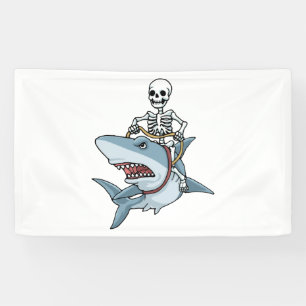 Halloween Skeleton Shark Funny Halloween Gift Banner