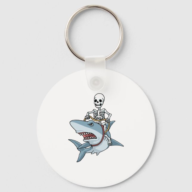Halloween Skeleton Shark Funny Halloween Gift Key Ring (Front)
