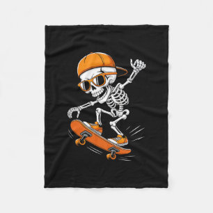 Halloween Skeleton Skateboard Funny Skateboarding Fleece Blanket