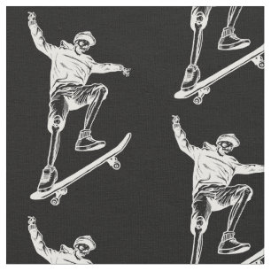 halloween skeleton skateboard white fabric