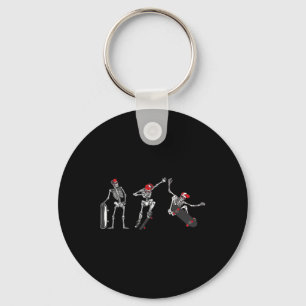 Halloween Skeleton Skater Shirt Kids Boys Men Skat Key Ring