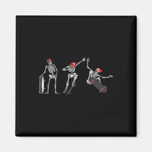 Halloween Skeleton Skater Shirt Kids Boys Men Skat Magnet