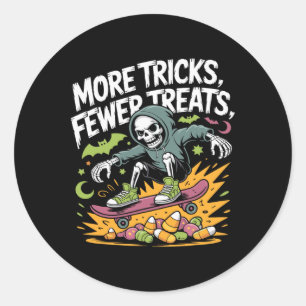 Halloween Skeleton Skater Tricks Skull Skateboard  Classic Round Sticker