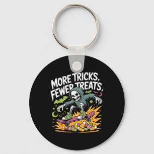 Halloween Skeleton Skater Tricks Skull Skateboard Key Ring