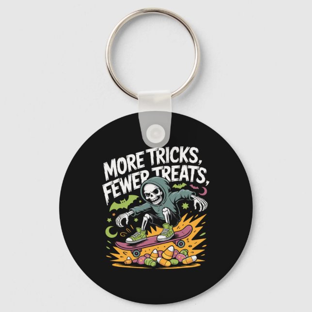 Halloween Skeleton Skater Tricks Skull Skateboard  Key Ring (Front)