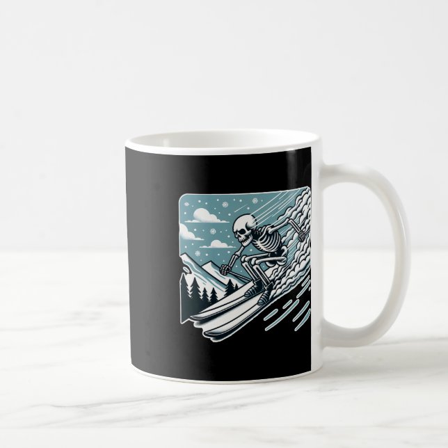 Halloween Skeleton Skiing  Coffee Mug (Right)
