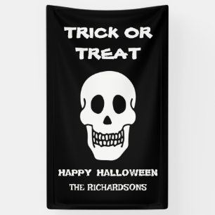 Halloween Skeleton Skull Face Name Black And White Banner