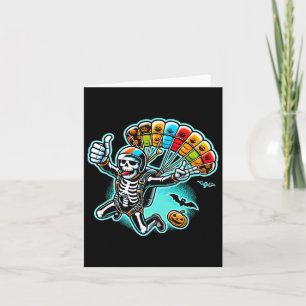 Halloween Skeleton Skydiving Card