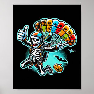 Halloween Skeleton Skydiving Poster