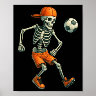 Halloween Skeleton Soccer Byll Spooky Season Sport Poster
