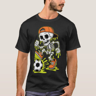 Halloween Skeleton Soccer Drip Boys Youth Soccer D T-Shirt