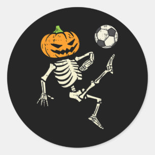 Halloween Skeleton Soccer Football Costume Boy Kid Classic Round Sticker