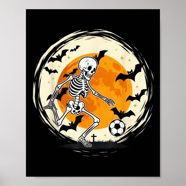Halloween Skeleton Soccer Funny Football Costume M Poster (Front)