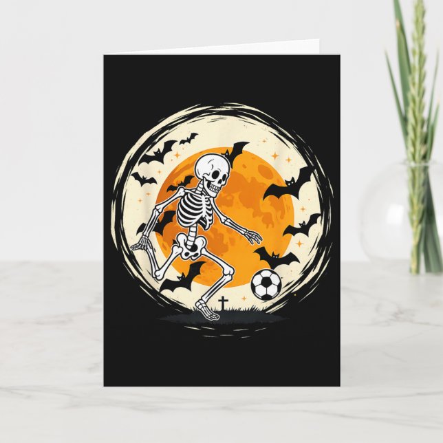 Halloween Skeleton Soccer Funny Footll Costume Men Card (Front)