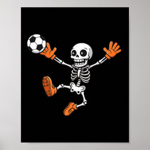 Halloween Skeleton Soccer Player Sports Fan Graphi Poster