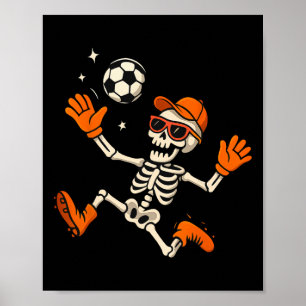 Halloween Skeleton Soccer Player Sports Fan Graphi Poster