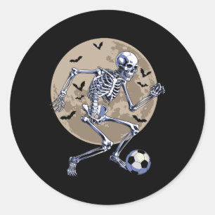 Halloween Skeleton Soccer Spooky Boys Costume Classic Round Sticker