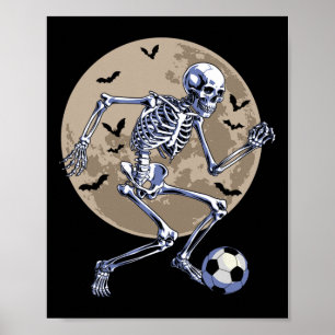 Halloween Skeleton Soccer Spooky Boys Costume Poster