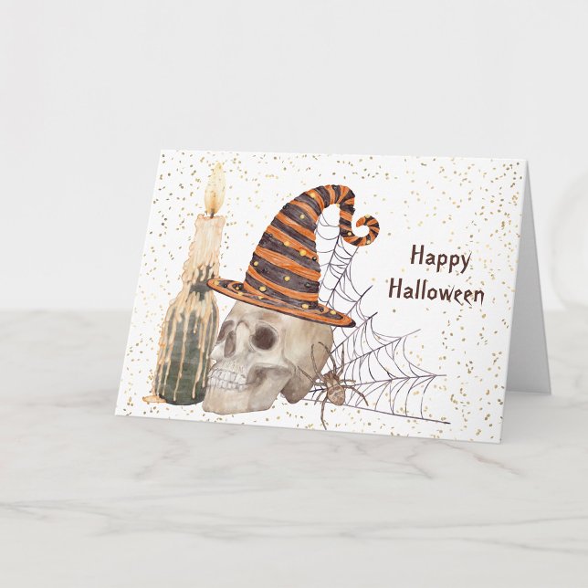 Halloween Skeleton Spider Web Candle Card (Creator Uploaded)