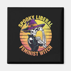 Halloween Skeleton Spooky Liberal Feminist Witch F Magnet