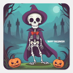 Halloween Skeleton Square Sticker