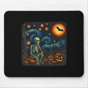 Halloween Skeleton Starry Night Van Gogh Pumpkin M Mouse Pad