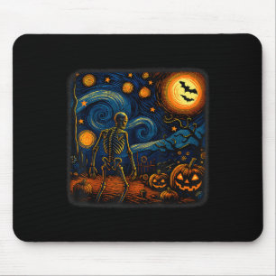 Halloween Skeleton Starry Night Van Gogh Pumpkin M Mouse Pad