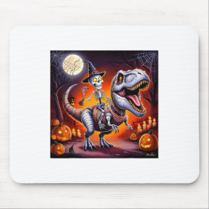 Halloween Skeleton T-rex Ride Mouse Pad