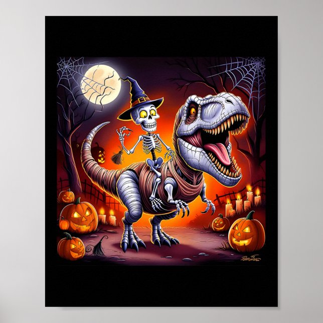 Halloween Skeleton T-rex Ride  Poster (Front)