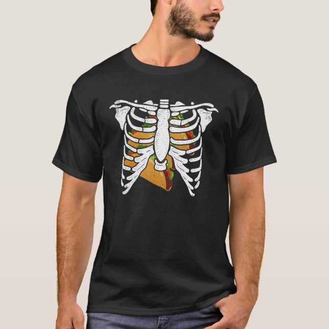 Halloween Skeleton Taco Belly   Pregnancy Couple M T-Shirt (Front)