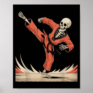 Halloween Skeleton Taekwondo Kick Funny Toddler Poster