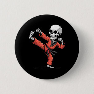 Halloween Skeleton Taekwondo Trick or Treat Spooky 6 Cm Round Badge
