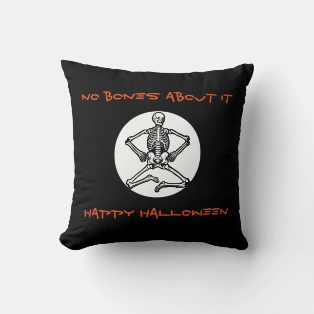 Halloween Skeleton Throw Pillow 16" x 16" (Front)